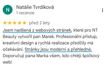 Recenze klienta na Google